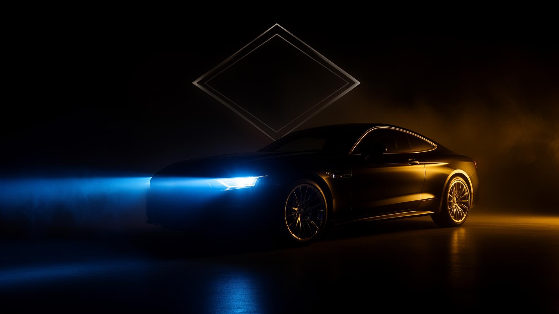 Mașină premium în fața showroom-ului